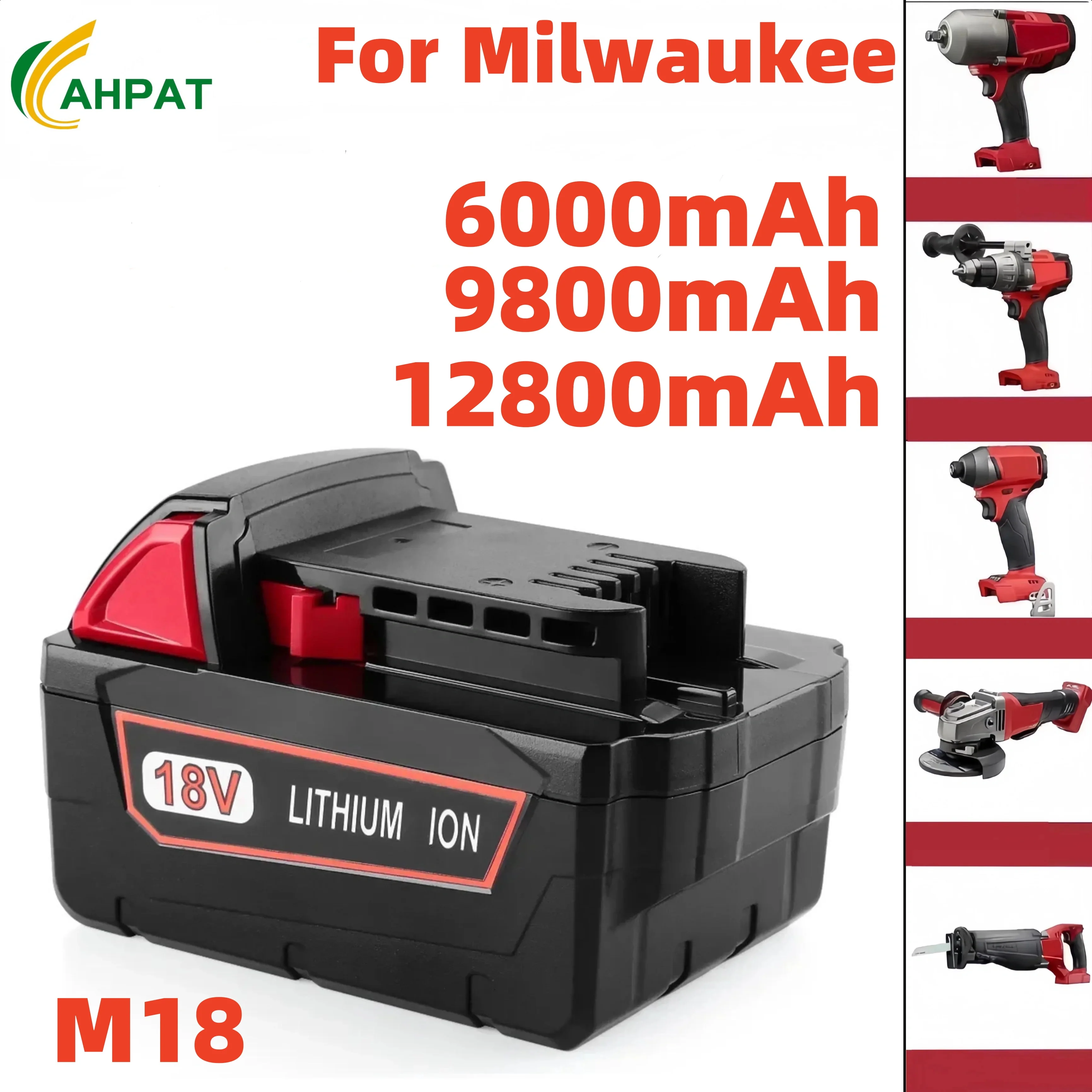 

For Milwaukee 18V M18 Lithium Battery 6.0AH/9.0Ah/12.0Ah Replacement for Milwaukee M18 48-11-1815 48-11-1850 2604-22 Battery