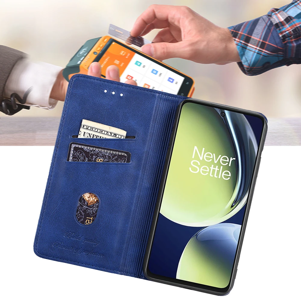 غطاء جلد قابل للطي بشعار منقوش ، جراب هاتف مغناطيسي ، فتحات بطاقات ، Oneplus Nord CE 3 ، 2 Lite ، 2T ، N30 ، N20 ، N10 ، SE ، N300 ، N200 ، N100
