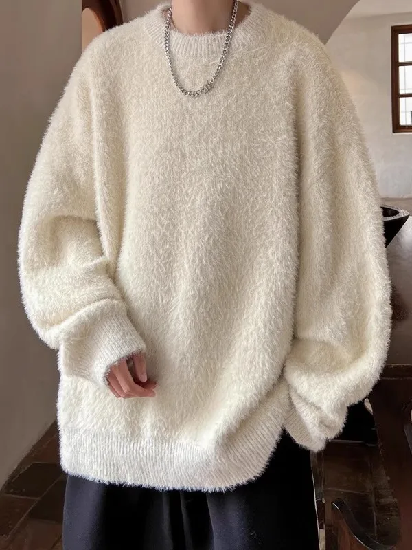 

Men's Thiened Warm round Ne Knitted Sweater Mink Velvet Loose Fit Casual Sle Comfortable Soft Material Long Sve Top