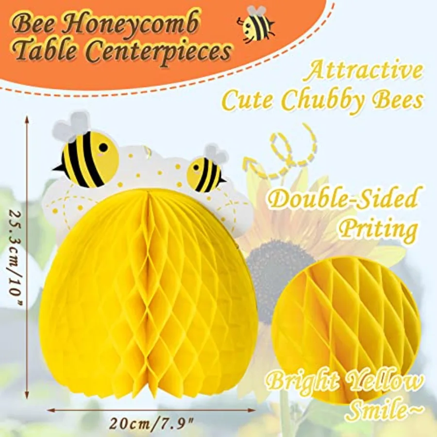 Hiasan Meja Sarang Lebah Madu untuk Pesta Lebah, Sarang Lebah Kuning dengan Stiker Bunga Matahari untuk Bir