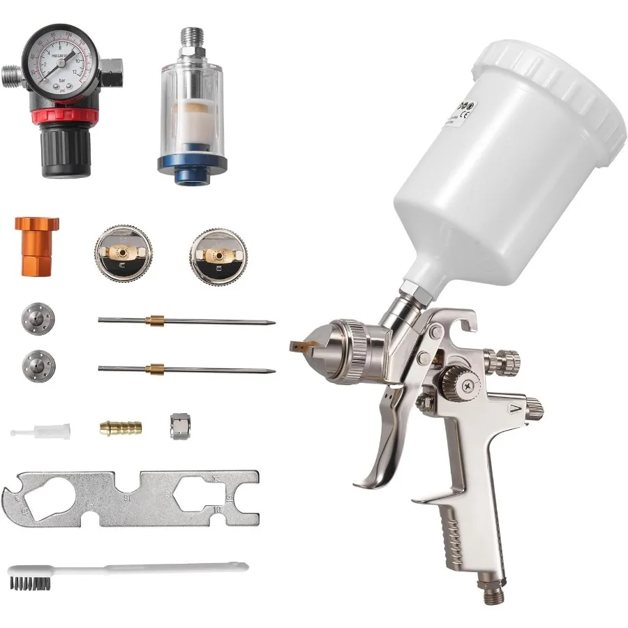

LVLP Air Spray Gun Gravity Feed Paint Sprayer Gun with 3 Nozzles 1.3/1.4/1.7mm 600ml Capacity Automotive Paint Sprayer with Air