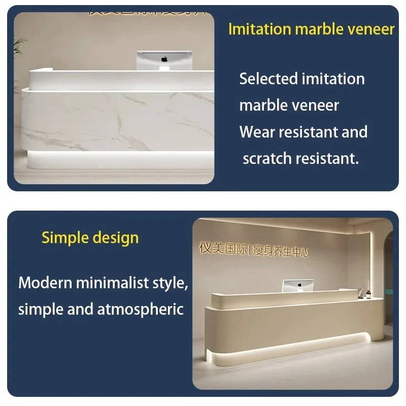 Modern Reception Desk with Counter, Commercial Reception Desk Retail Counter Checkout Front Desk for Office Lobby Salon