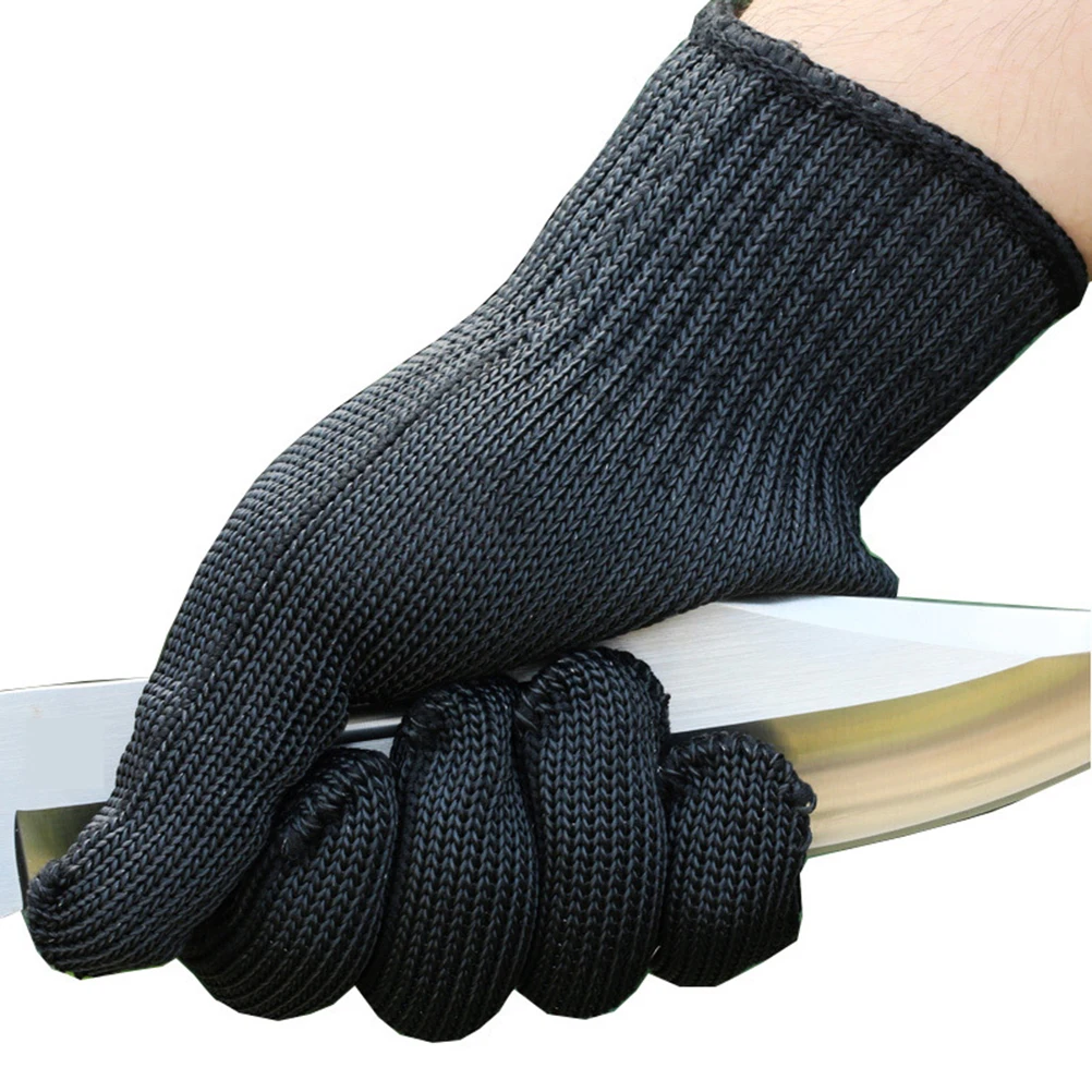 

Cut Resistant Gloves Black Steel Wire Safety Protective Work Industrial Level 5 Durable Machine Washable Flexible Slicer Peeler