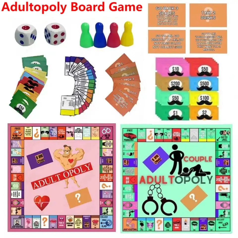 Adultopoly Board Game Date Night Couple Game Interactive Relationship Card Game Couple Opoly Board Game for Boyfriend Girlfriend