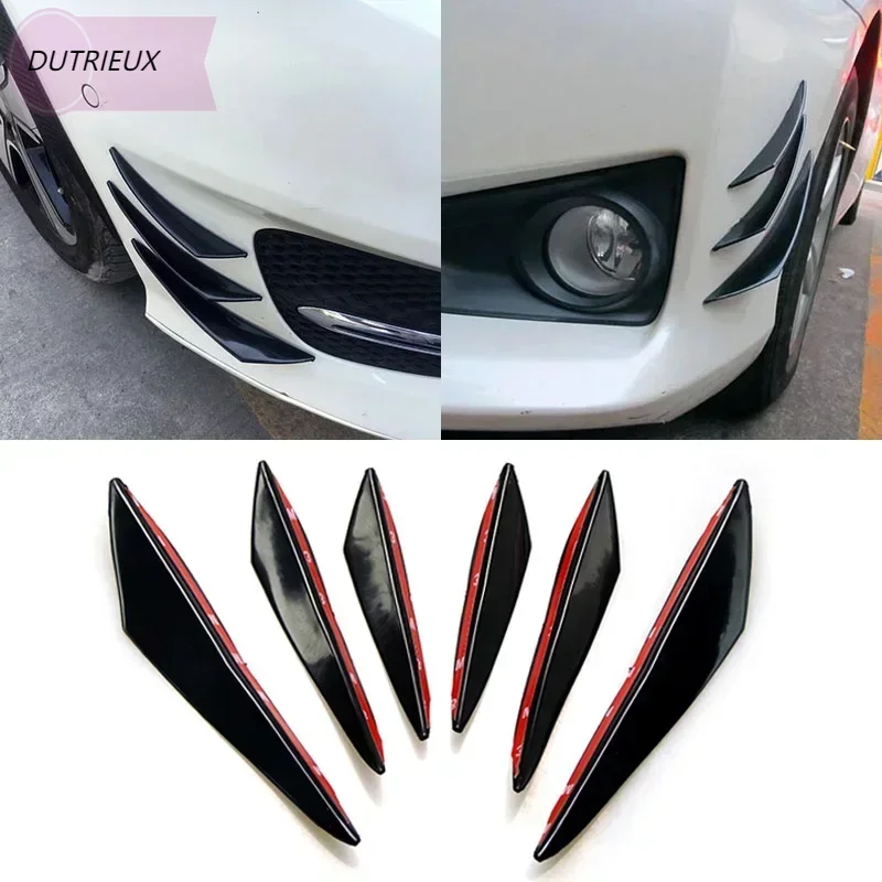 

6pcs/set Car Front Bumper Lip Decoration Diffuser Splitter Fins Body Spoiler Canards Car Tuning Canard Universal