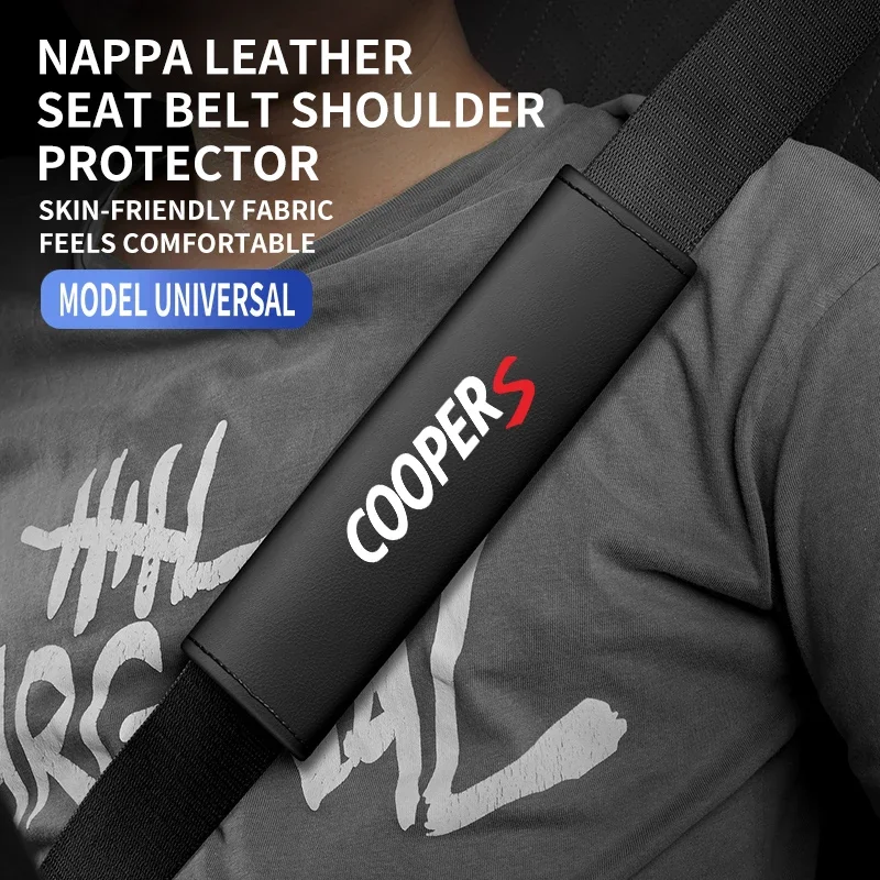 1pc leather car seat belt cover safety belt shoulder protection interior ornament accessories for Mini Cooper S R55 R56 F55 R56