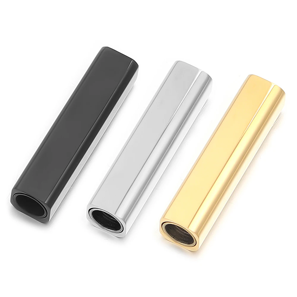 2 قطعة/الوحدة صالح 4 مللي متر الجلود حبل المشابك الفولاذ المقاوم للصدأ مربع مشبك ل قلادة سوار موصلات DIY بها بنفسك صنع المجوهرات #5