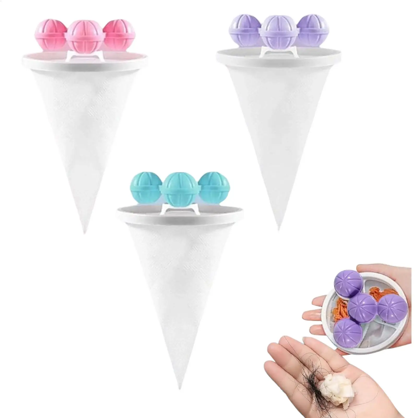3pcs Washing Machine Filter Net for Pet Hair Remover Laundry Cleaning Tool Floating Filtering Mesh Efficient Lint Capture