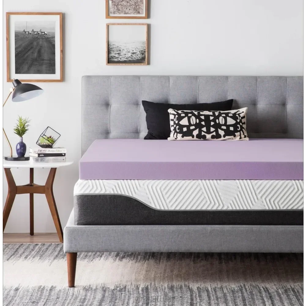 

LUCID 4 Inch Lavender Infused Memory Foam Mattress Topper - Ventilated Design - California King Size