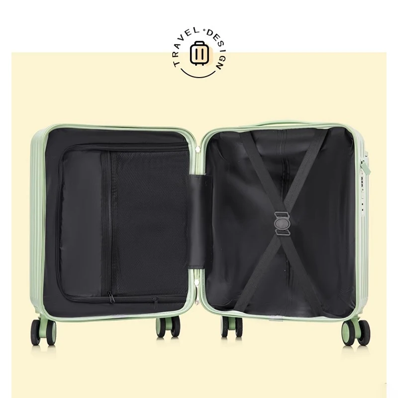 Mini valise de voyage à poignée large, porte-gobelet USB, bagages à ouverture avant, sacs de voyage, étui à roulettes avec mot de passe, 18 ", 20", nouveau, 2024