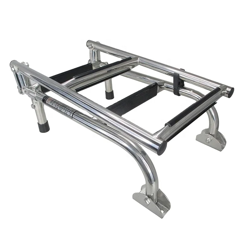 Stainless Steel 316 Marine Folding Ladder 1+2 Steps Length 23.5x 8 Inch With Handrails Ship Yacht Boat Hardware Accessories