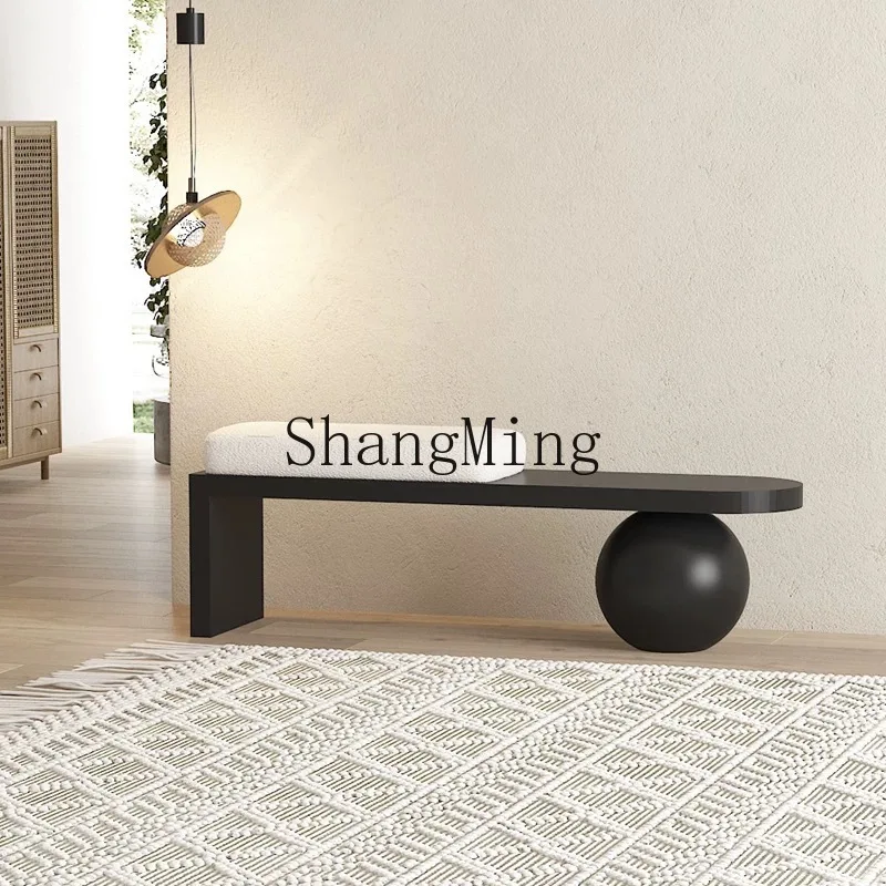 مقعد غرفة SM فني خفيف فاخر لتغيير الأحذية المنزلية مقعد أريكة بسيط من الخشب الصلب