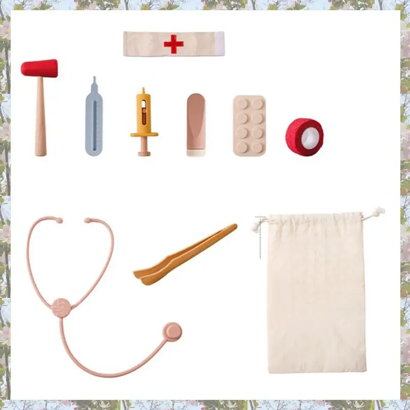 Kit di giochi di ruolo ecologici per bambini - Giochi educativi per ragazze come mostrato Stetoscopio per bambini in legno