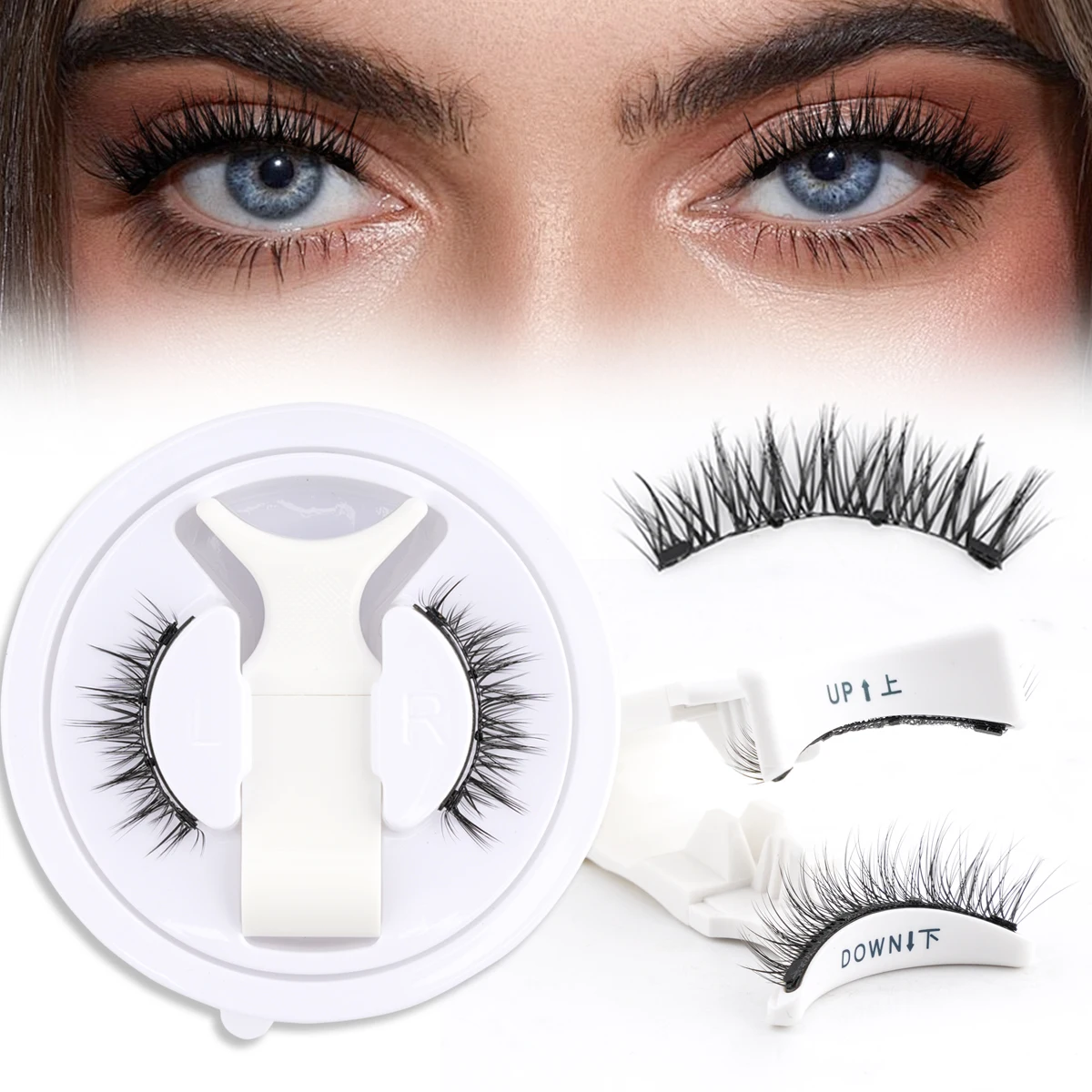 Reusable Magnetic Lashes No Glue Needed Magnetic Faux 3D Mink lashes 3-Step Press On False Eyelashes with Tweezer Makeup Tools