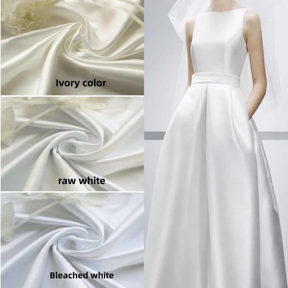 

Solid color fabric high-end wedding dress satin formal dress thick satin women's clothing DIY handmade satin fabric