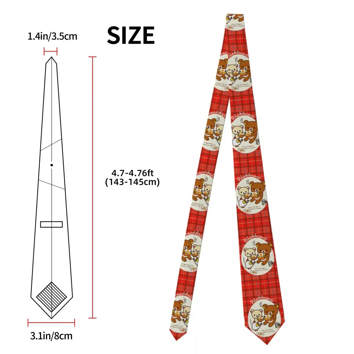 Rilakkuma الدب للجنسين ربطة العنق نحيل 8 سنتيمتر ربطة العنق الكلاسيكية للرجال الدعاوى اكسسوارات Cravat اكسسوارات الزفاف تأثيري الدعائم