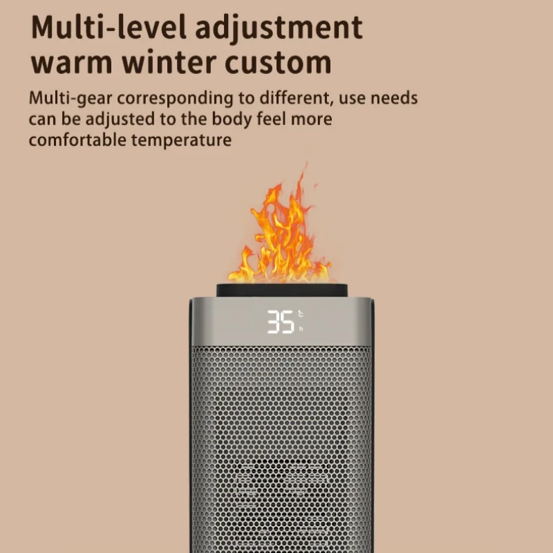 Heater 3D Simulation Flame Heater Household Intelligent PTC Heater Vertical Remote Control Quick Heat Heater
