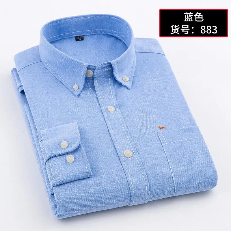 New Spring Men Blouses 60%Cotton Casual Slim Fit Harmont Embroidery Shirt Blaine Long Sleeve Shirts