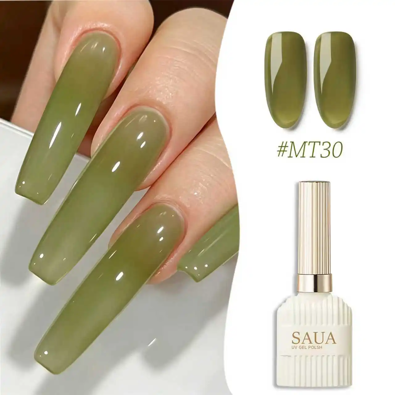 15ml Fresh and Transparent Gel Nail Polish, Green Nude Feeling, Moisturizing and Transparent Effect, Professional Nail Care Gel