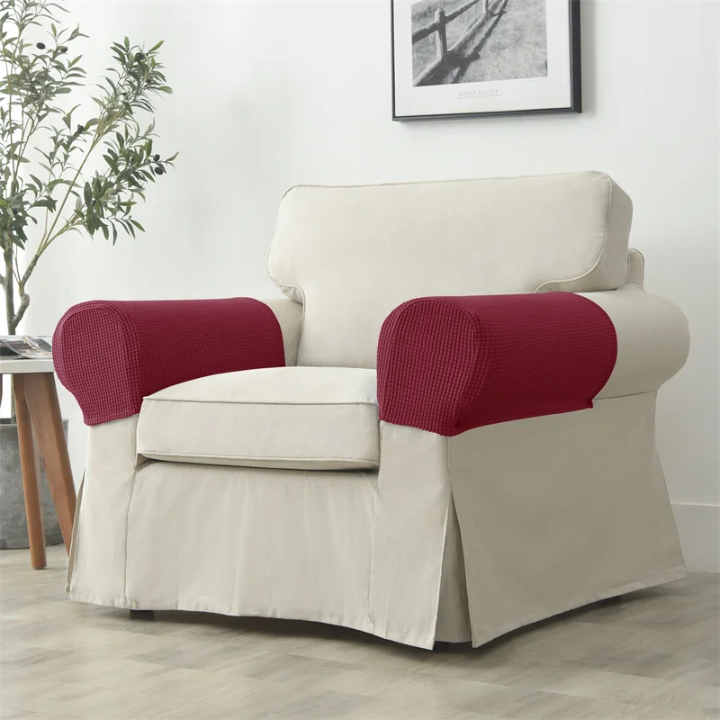 2-teiliges Set Stretch-Sofa-Armlehnenbezug Polar Fleece Schmutzabweisender Couch-Sessel Möbelschutz-Bezüge Einfarbig Wohnungsdekoration – Detail 19
