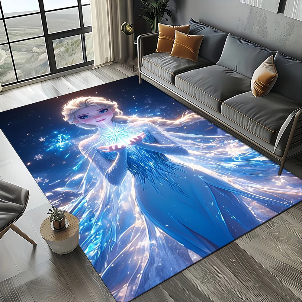 2025 New Elsa Anna Cartoon Girl Frozen Snow Queen  Disney Carpet Rug for Bedroom Living Room Home Sofa,Children Decor Floor Mat