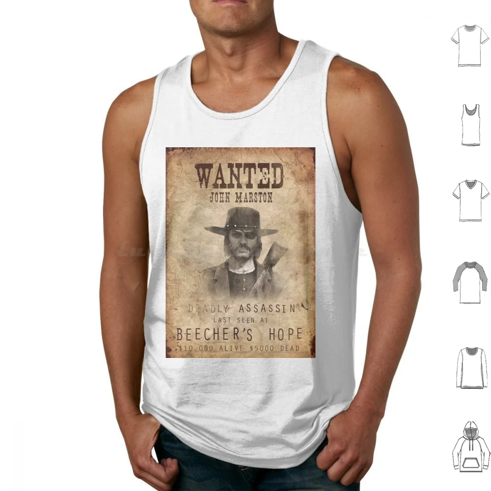 John Marston Deadly Assassin Wanted Tank Tops Print Cotton Arthur Morgan Cowboy Rdr Gaming Western Game Ps4 Gamer Games