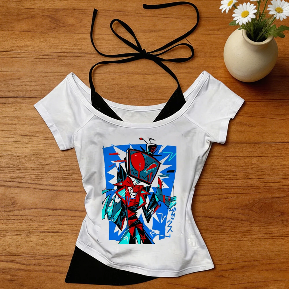 Camiseta corta Hazbin Hotel, e - Vintage Fashion For Sale reseña y precio