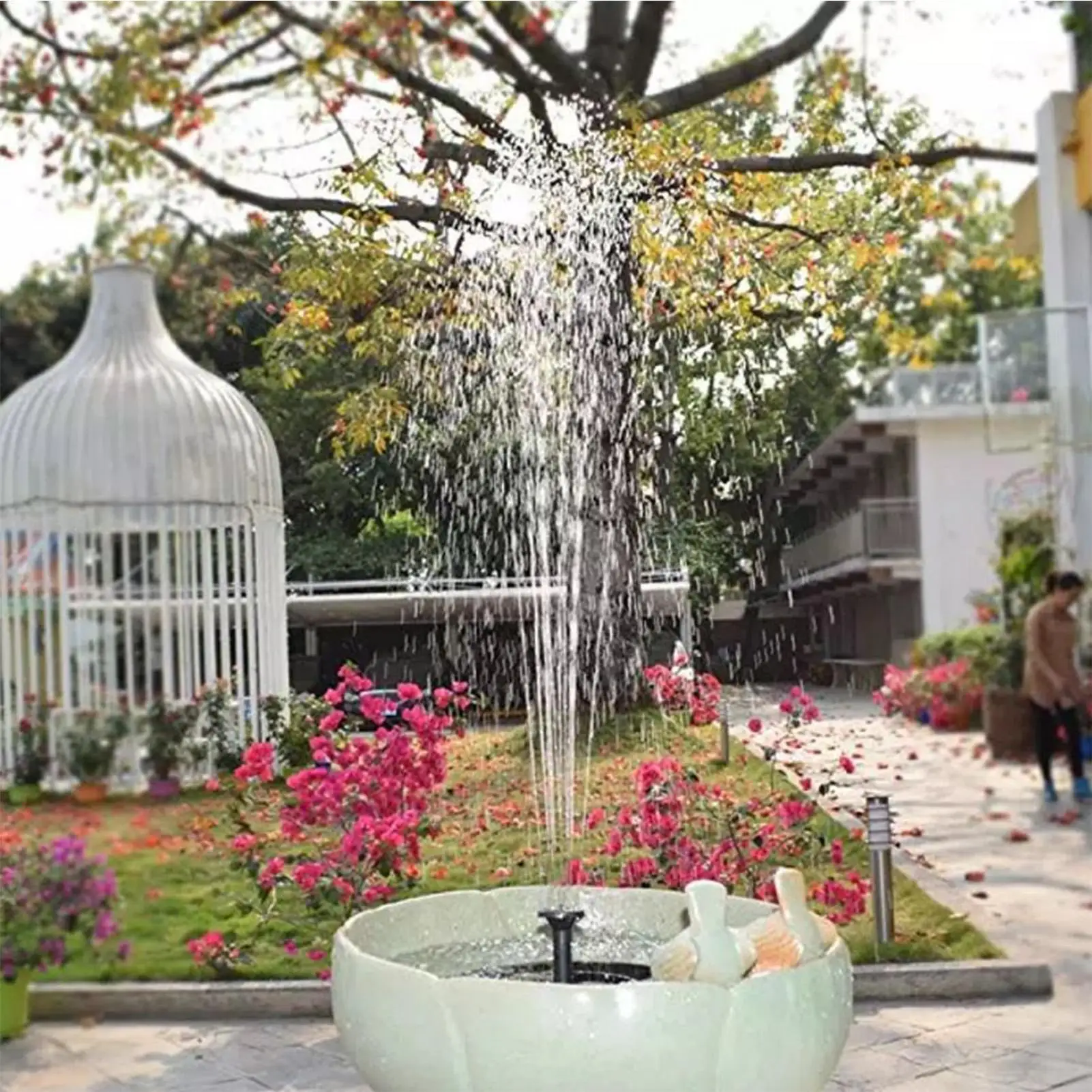 

Fountain Pump Solar Solar Water Pump Bird Bath With Lights 6 Nozzles Automatic Outdoor Birdbath Supplies For Lawn Patio Pond