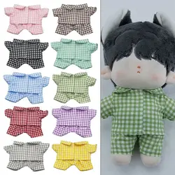 10 Colors Plaid Shirt Pajama Set for 20cm Dolls Long Sleeves Shirt Pant Set Clothes for Cotton Doll Clothes Dolls Accessories