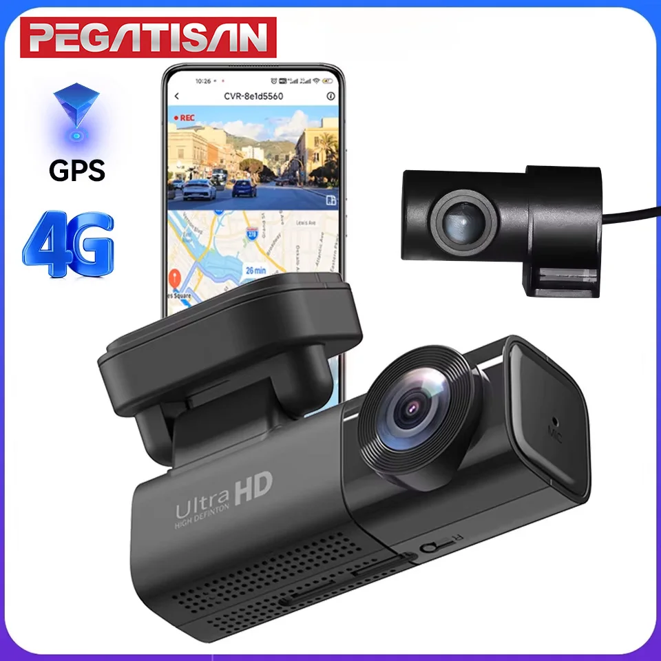 4G LTE Dash Cam WIFI GPS Mini CAR DVR Front 4K Dual Lens Car Camera Black Box Room Camera Night Vision 24H Parking Monitor