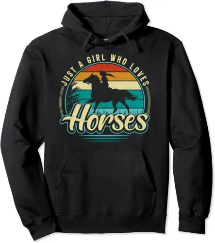 Polarshe Just A Girl Who Loves Horses Retro Vintage Gift Unisex Hooded Sweatshirt