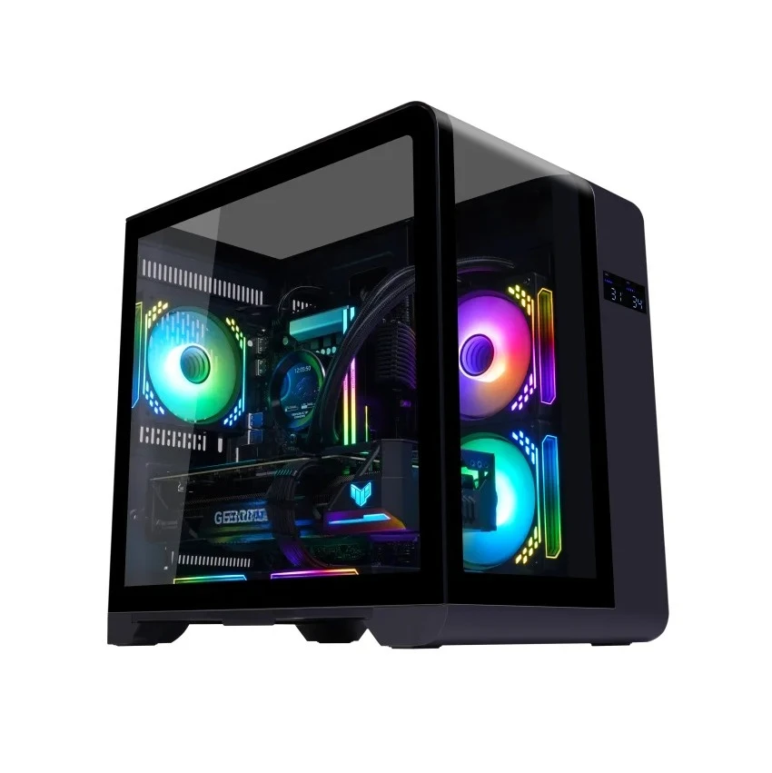 Custom MATX Mid Tower Glass Panel Desktop Equipment Cabinet Game Hardware Storage Chassis