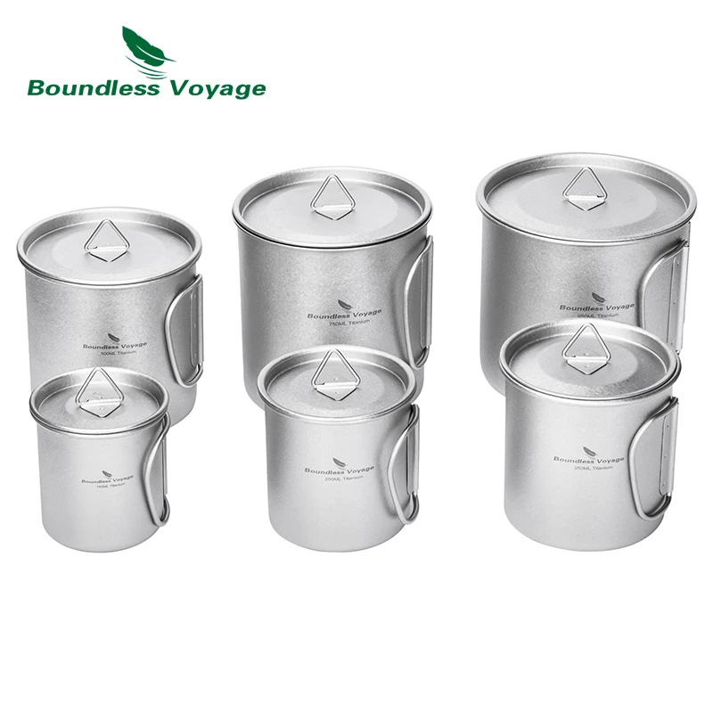 Boundless Voyage Titanbecher Ultraleichter Camping-Kaffee-Bier-Tee-Becher, bei offenem Feuer erhitzbarer Topf, Outdoor-Kochgeschirr, spülmaschinenfest