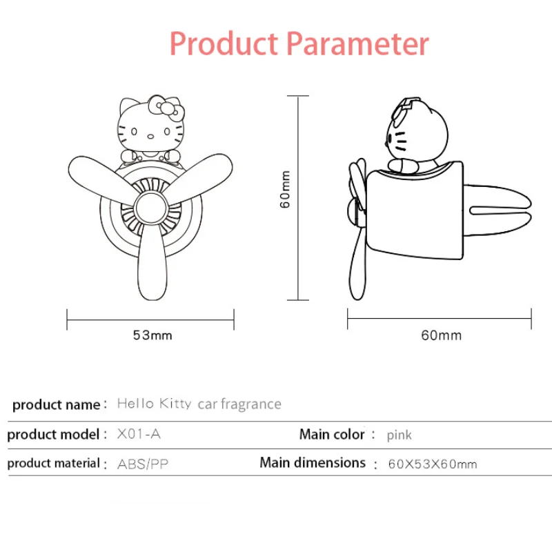 معطر هواء للسيارة هالو كيتي، جمالي جدًا، مروحة هليكوبتر لطيفة للطيار، هدايا عيد الميلاد للعلاج بالروائح الداخلية للسيارة #5