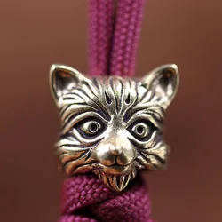 Leopard Cat Brass Knife Beads EDC Outdoor DIY Paracord Accessories Handmade Woven Lanyard Pendants Jewelry Umbrella Rope Hanging