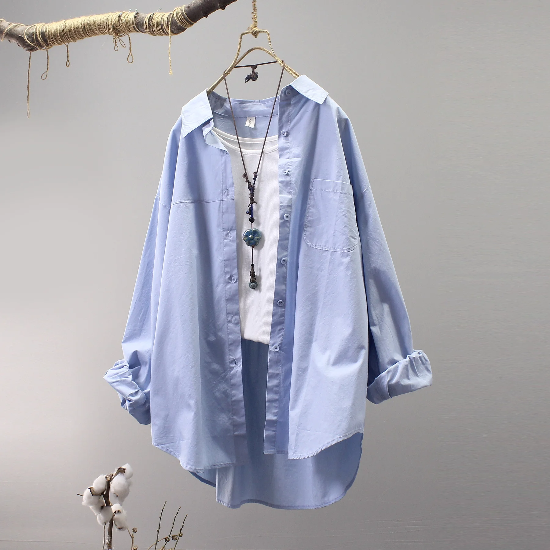 

Enianechu Bust 116 см женская одежда из чистого хлопка повседневные черные, синие, белые рубашки оверсайз для женщин осенние блузки с длинными рукавами