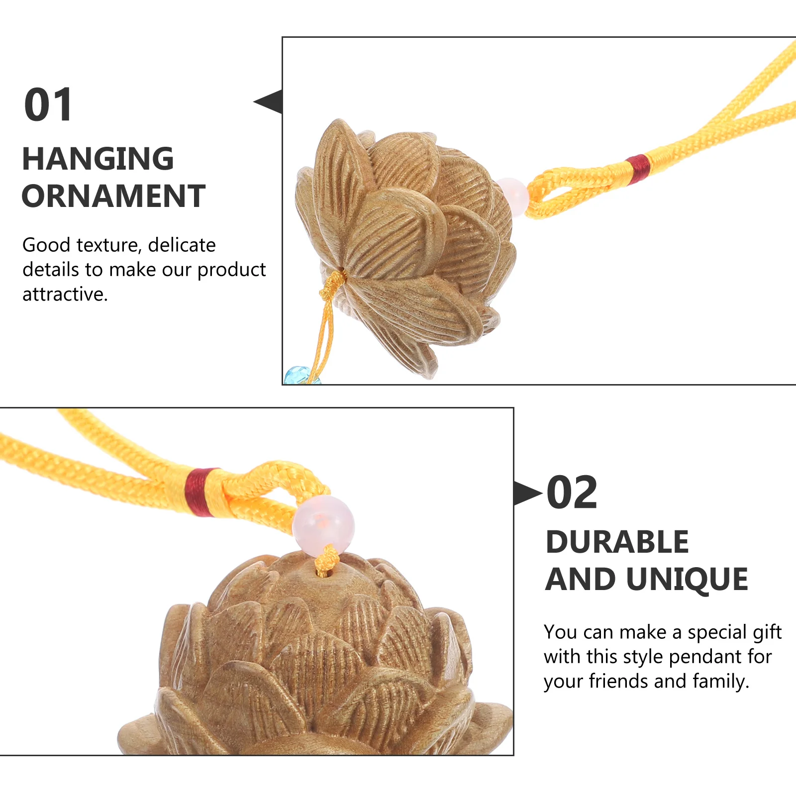 

Lotus Car Hanging Decor Wooden Phone Pendant Keychain Stylish Lotus Design Pendant Bag Charm DIY Phone Accessory Birthday Gift