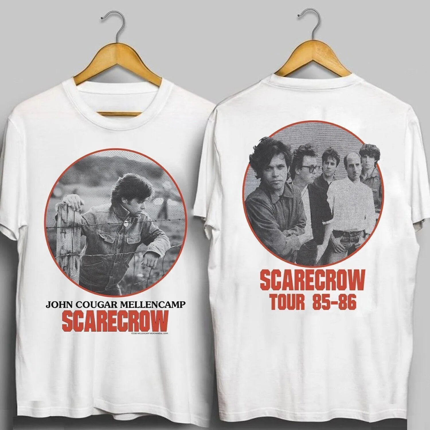 

Vintage 80s John Cougar Mellencamp Scarecrow Tour Double Sided T-Shirt