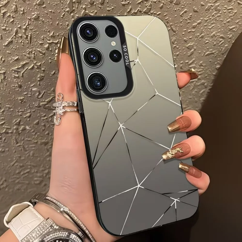 Marble Ice Crack Color Silver Phone Case For Samsung Galaxy S26 S25 S24 S23 S22 S20 Ultra Plus Edge FE 2022 5G Anti-drop Cover