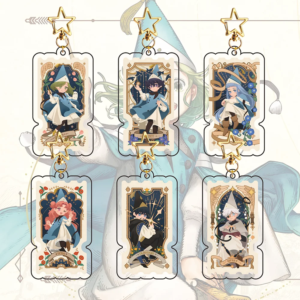 Witch Hat Atelier Acrylic Keychain Q Version Coco Tetia Olruggio Qifrey Pendant Keyring Anime Jewelry Birthday Gift For Anime Fa