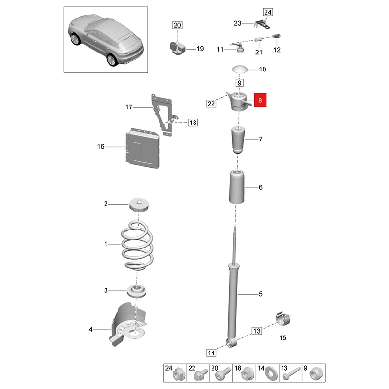 Support supérieur de jambe de force de suspension arrière, support pour Porsche Macan 95B, 95B513353A, 95B, 513, 353 A