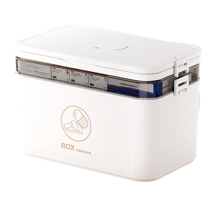 

BYBS-Home Medicine Box Multi-Layer Compartments Medicine Storage Box Portable Multi-Function Home Emergency Medicine Box