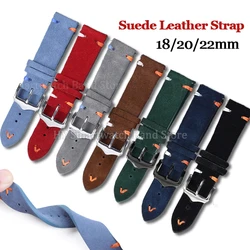Vintage Suede Leather Strap 18mm 20mm 22mm for Seiko Wrist Band for Rolex for Omega Replacement Cowhide Bracelet Watch Accessory