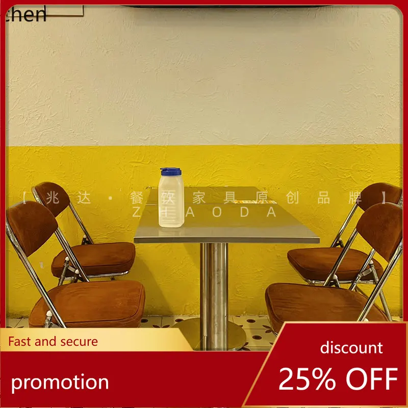 

LXC Light Luxury Dining Table and Chairs Retro Square Table Afternoon Tea Coffee Commercial Furniture One Table Four Chairs