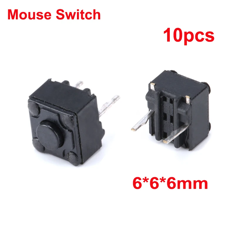 10Pcs Mouse Square Micro Switch Button 6*6*6mm 6x6x6.0mm Tact Switch  Keys Buttons Switch Middle 2PIN DIP Waterproof Momentary