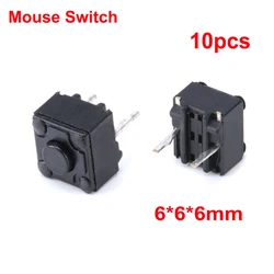 10Pcs Mouse Square Micro Switch Button 6*6*6mm 6x6x6.0mm Tact Switch  Keys Buttons Switch Middle 2PIN DIP Waterproof Momentary