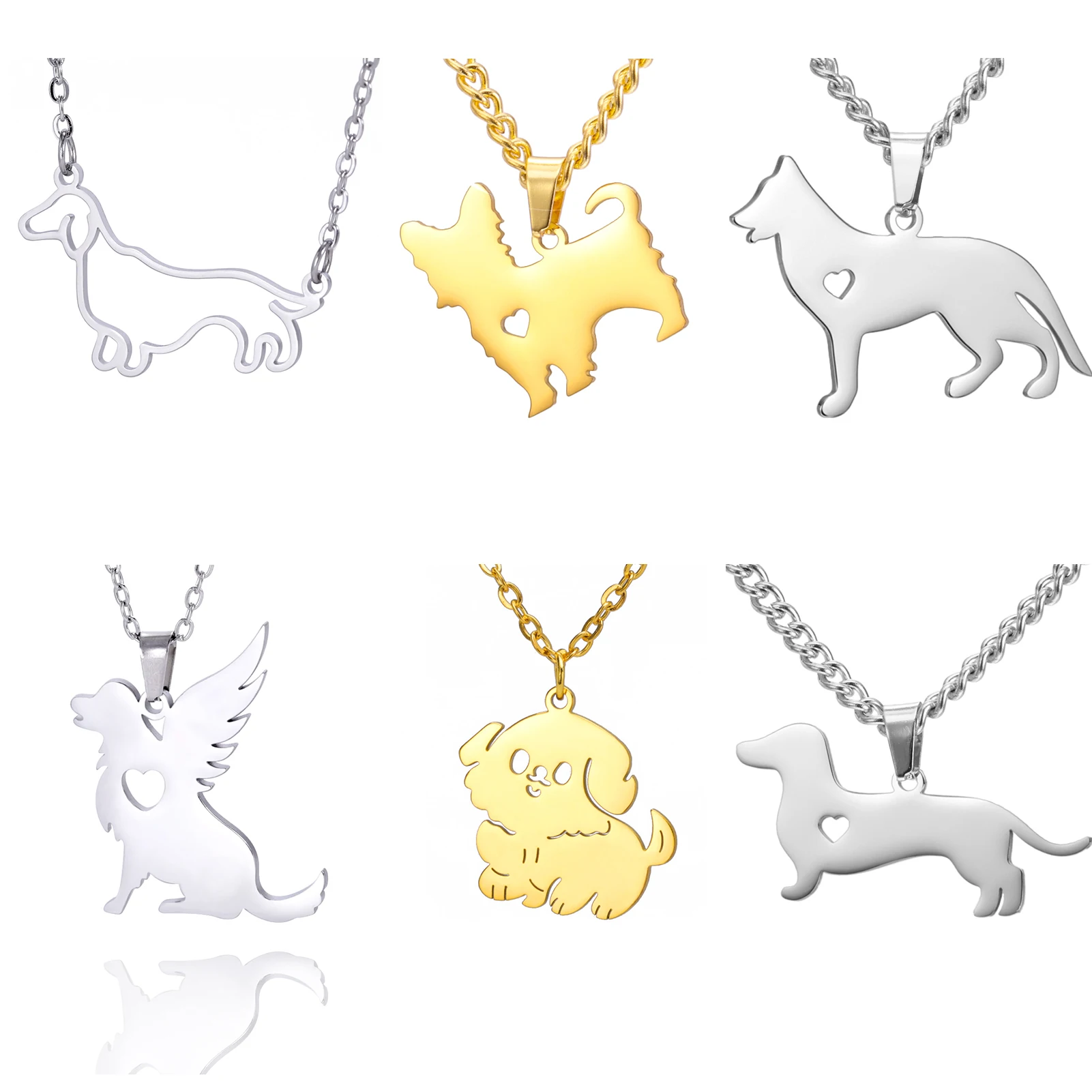 Unift Puppy Dachshund Dog Necklaces for Women Stainless Steel Pendant Neck Chain Fashion Lovely Jewelry Pet Memorial Friend Gift