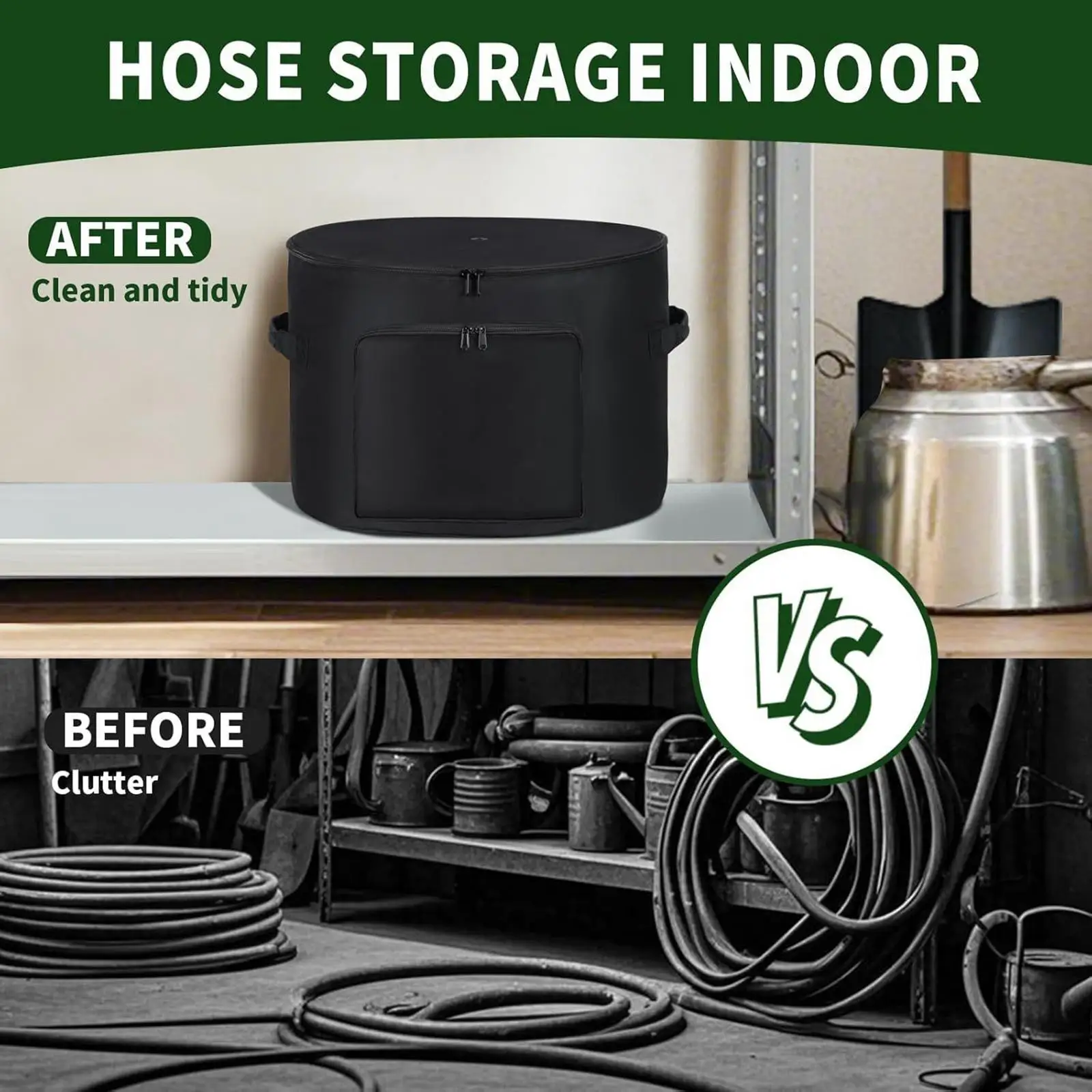 Round Cable Bag Hose Organizer Waterproof Oxford Cloth with Drainage Holes for Indoor Outdoor Storage Garden