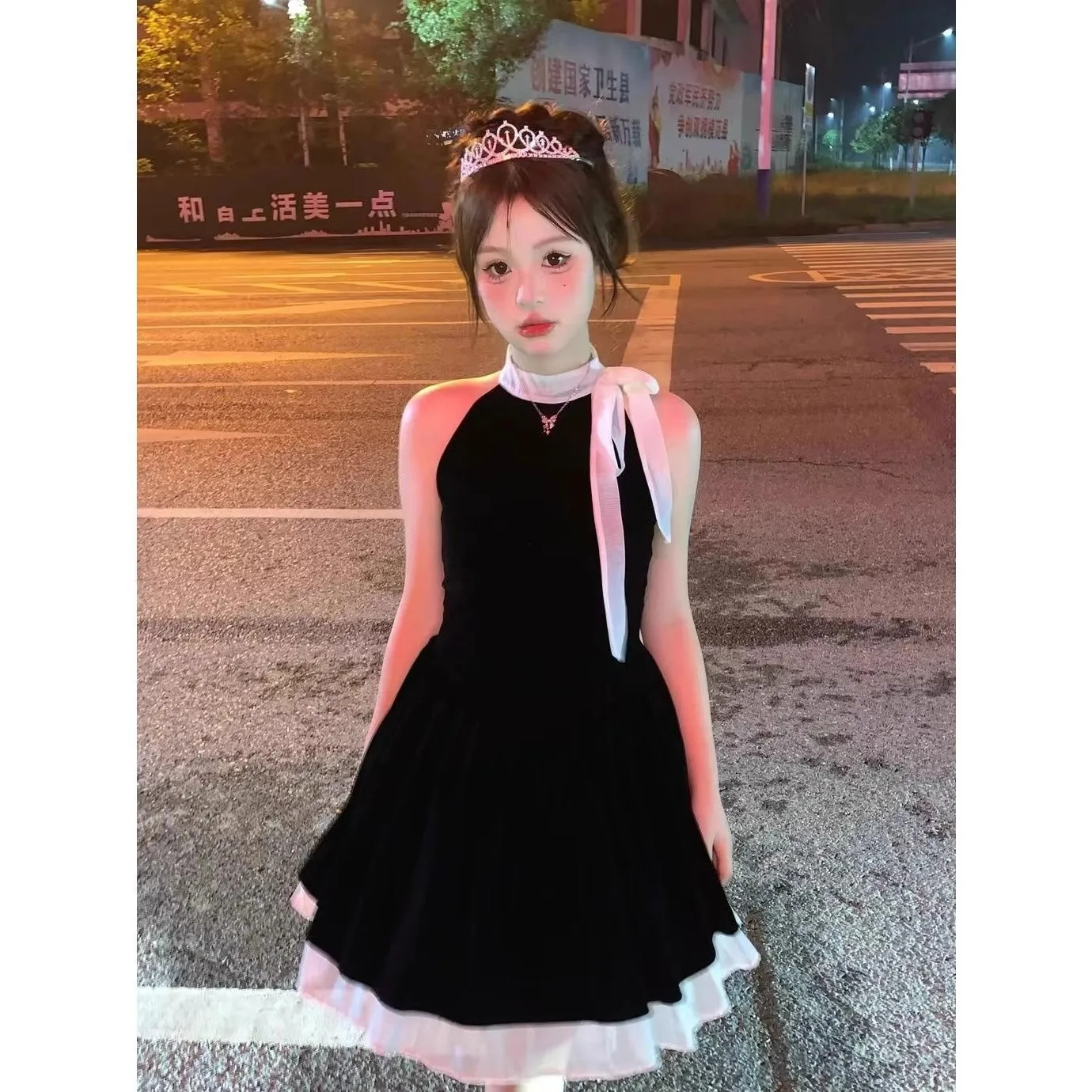 Vestidos sem mangas feminino aniversário sexy verão tule apliques oco cintura elástica queimado em camadas fairycore doce piquenique