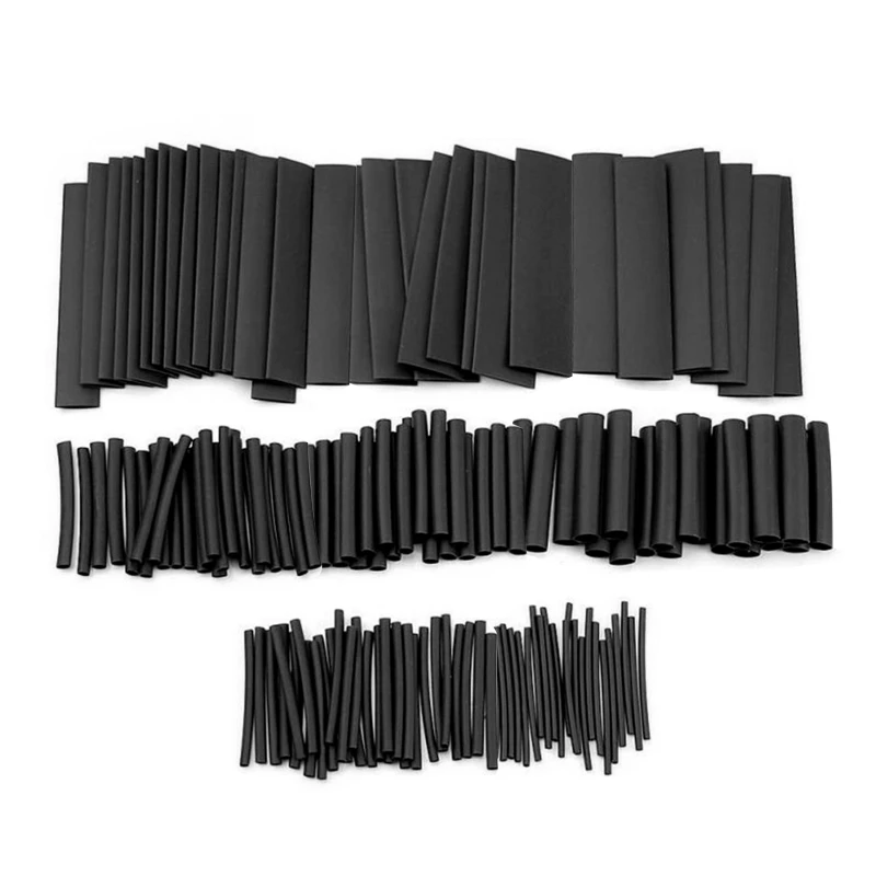 127 Pcs Black Heat-Shrink Tubing 2:1 Electrical Wire Assortment for Wires Repairs Soldering Auto Wiring